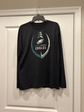 Nike Black Philadelphia Eagles Long Sleeve Tee with Teal & White Logo
